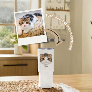 Cartoon pet travel mug with a handle