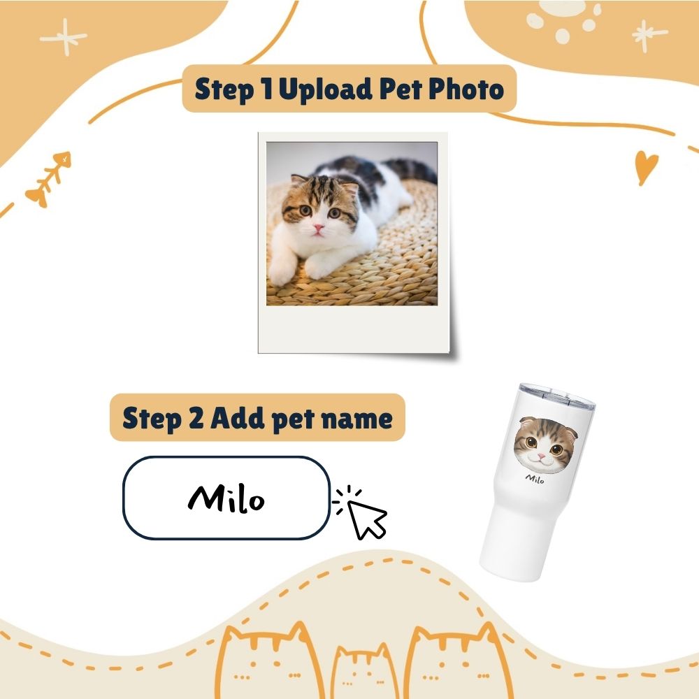 Cartoon pet travel mug with a handle