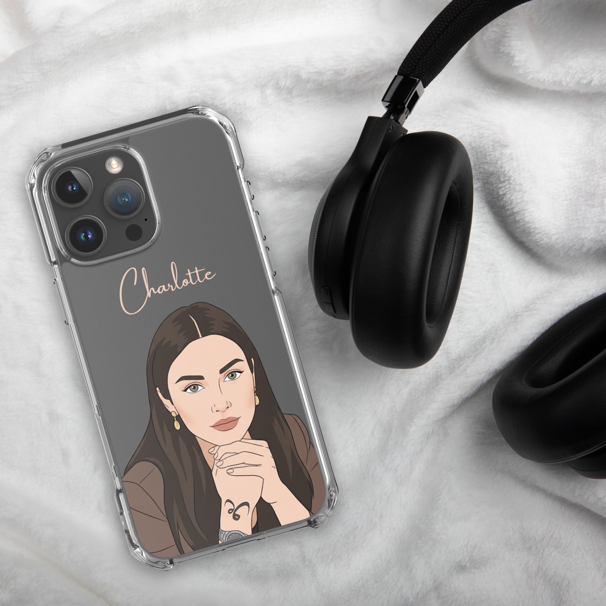 Cartoon Portrait Clear Case for iPhone
