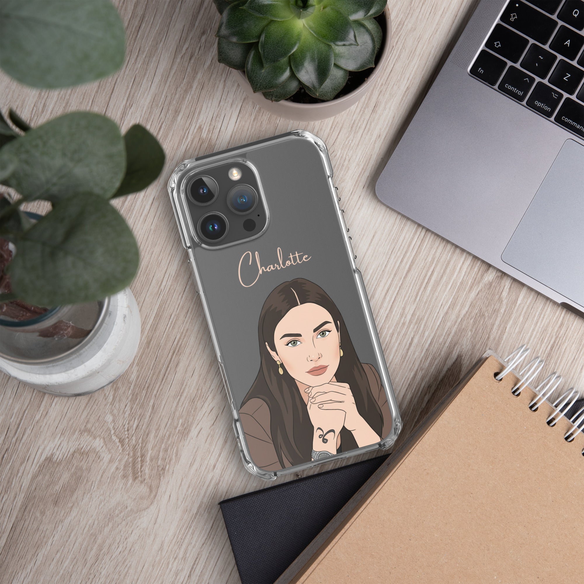 Cartoon Portrait Clear Case for iPhone